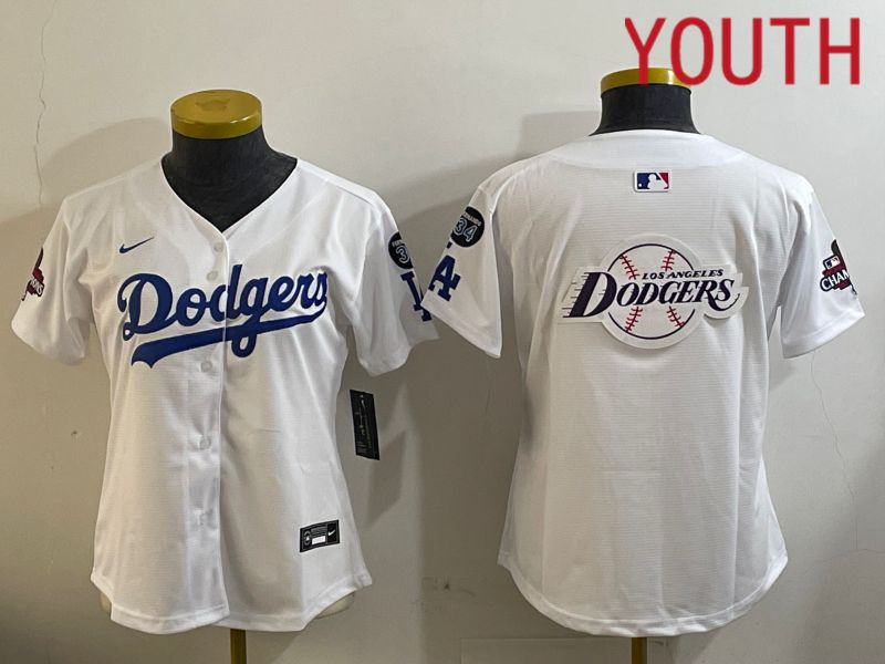 Youth Los Angeles Dodgers Blank White Game 2024 Nike MLB Jersey style 12098